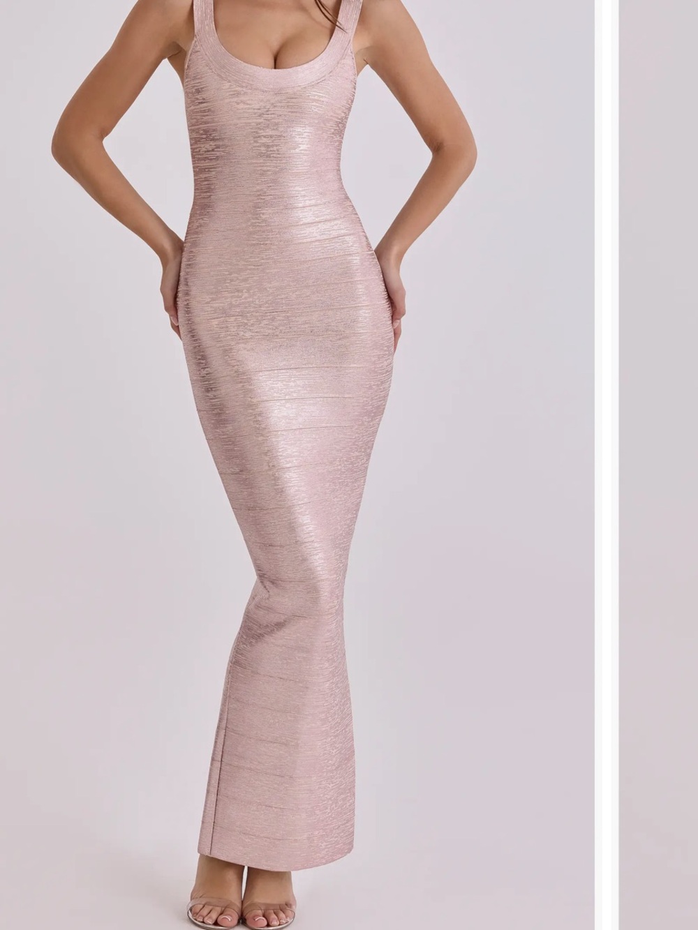 House of CB Metallic Blush Pink Bandage Maxi Dress
